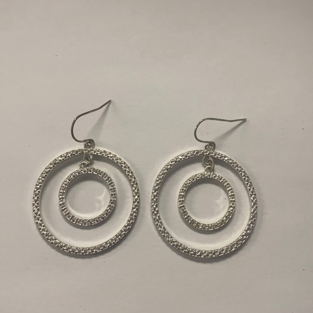 Diamond accent circle earrings